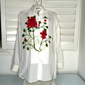 Hand painted roses tuxedo white shirt from New Orleans 93
